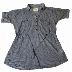 Denver Hayes Navy Pinstriped Vintage Top, 100% Cotton